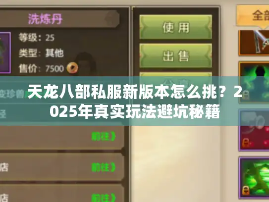 天龙八部私服新版本怎么挑?2025年真实玩法避坑秘籍 天龙八部私服新版本怎么挑?2025年真实玩法避坑秘籍