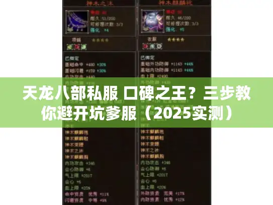 天龙八部私服 口碑之王?三步教你避开坑爹服(2025实测) 天龙八部私服 口碑之王?三步教你避开坑爹服(2025实测)