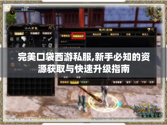 完美口袋西游私服,新手必知的资源获取与快速升级指南