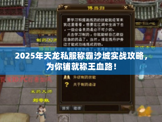2025年天龙私服称霸沙城实战攻略,为你铺就称王血路! 2025年天龙私服称霸沙城实战攻略,为你铺就称王血路!