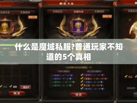 什么是魔域私服?普通玩家不知道的5个真相