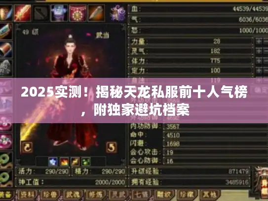 2025实测！揭秘天龙私服前十人气榜，附独家避坑档案