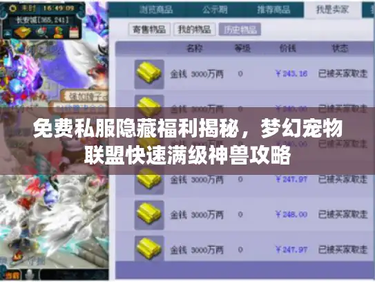 免费私服隐藏福利揭秘，梦幻宠物联盟快速满级神兽攻略