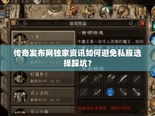 传奇发布网独家资讯如何避免私服选择踩坑? 传奇发布网独家资讯如何避免私服选择踩坑?