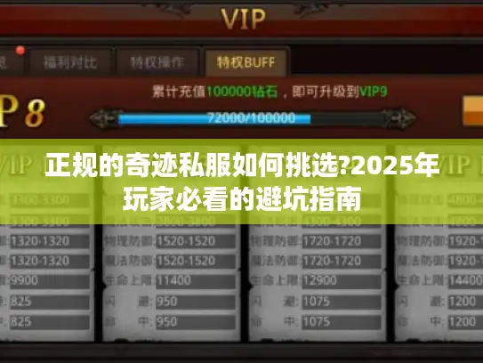 正规的奇迹私服如何挑选?2025年玩家必看的避坑指南