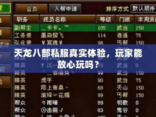天龙八部私服真实体验,玩家能放心玩吗? 天龙八部私服真实体验,玩家能放心玩吗?