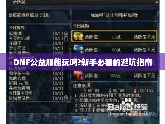 DNF公益服能玩吗?新手必看的避坑指南