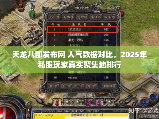 天龙八部发布网 人气数据对比，2025年私服玩家真实聚集地排行