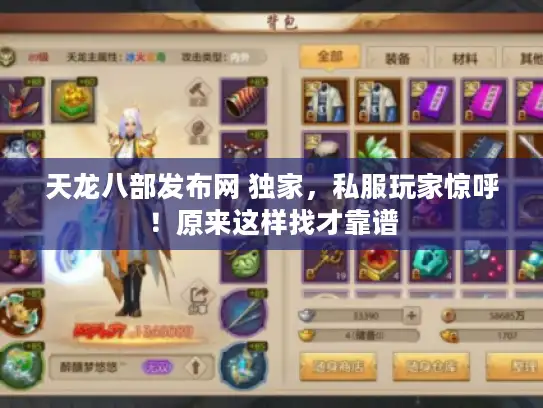 天龙八部发布网 独家，私服玩家惊呼！原来这样找才靠谱