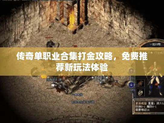 传奇单职业合集打金攻略,免费推荐新玩法体验 传奇单职业合集打金攻略,免费推荐新玩法体验