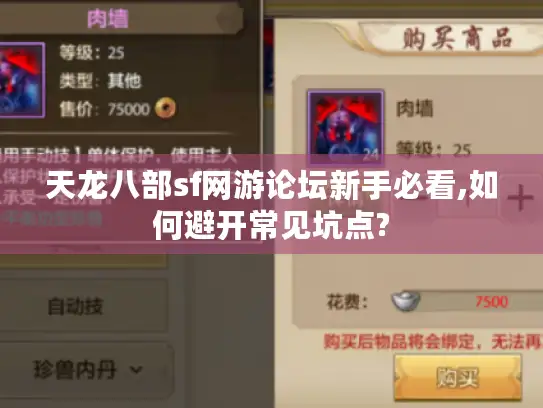 天龙八部sf网游论坛新手必看,如何避开常见坑点?
