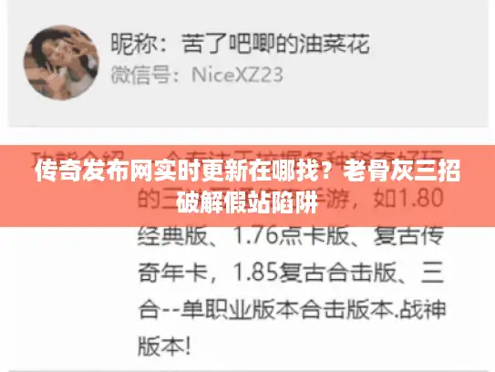 传奇发布网实时更新在哪找?老骨灰三招破解假站陷阱 传奇发布网实时更新在哪找?老骨灰三招破解假站陷阱