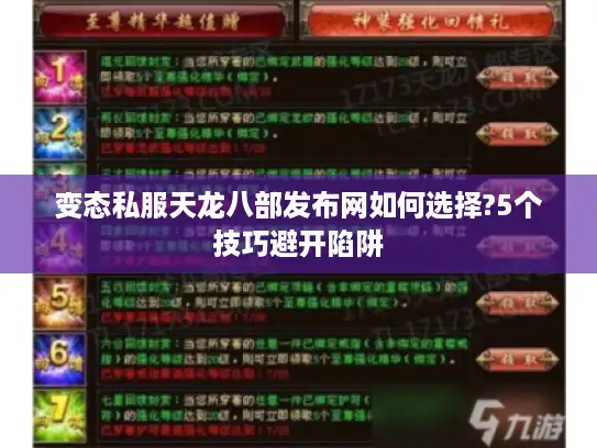 变态私服天龙八部发布网如何选择?5个技巧避开陷阱