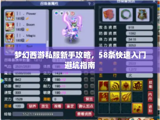 梦幻西游私服新手攻略，58条快速入门避坑指南