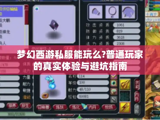 梦幻西游私服能玩么?普通玩家的真实体验与避坑指南