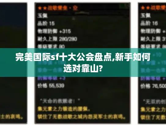 完美国际sf十大公会盘点,新手如何选对靠山?