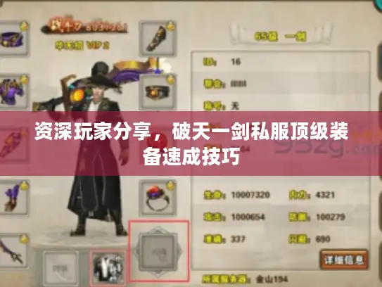 资深玩家分享，破天一剑私服顶级装备速成技巧