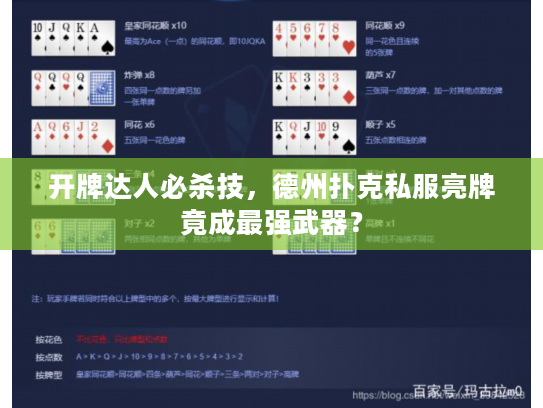 开牌达人必杀技，德州扑克私服亮牌竟成最强武器？