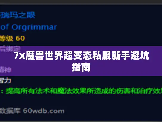 7x魔兽世界超变态私服新手避坑指南 7x魔兽世界超变态私服新手避坑指南