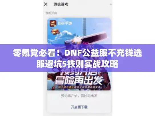 零氪党必看！DNF公益服不充钱选服避坑5铁则实战攻略