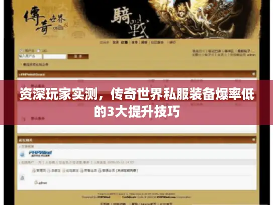 资深玩家实测，传奇世界私服装备爆率低的3大提升技巧