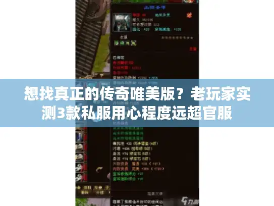想找真正的传奇唯美版？老玩家实测3款私服用心程度远超官服