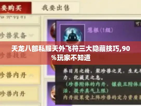 天龙八部私服天外飞符三大隐藏技巧,90%玩家不知道