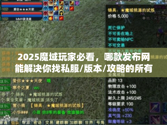 2025魔域玩家必看，哪款发布网能解决你找私服/版本/攻略的所有痛点？