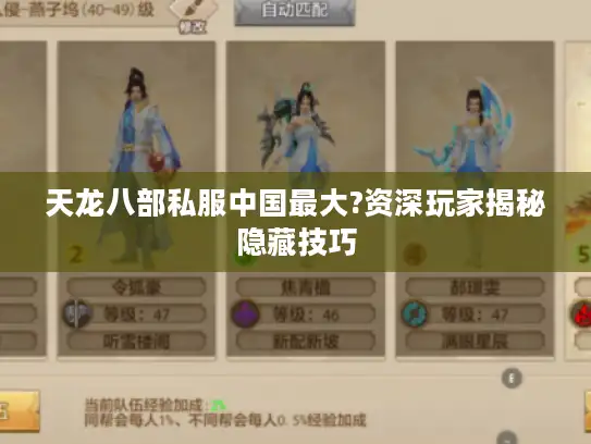 天龙八部私服中国最大?资深玩家揭秘隐藏技巧