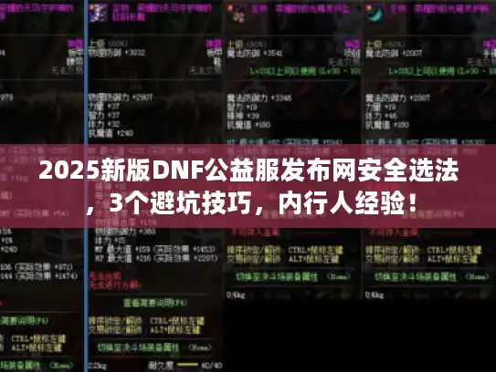 2025新版DNF公益服发布网安全选法，3个避坑技巧，内行人经验！