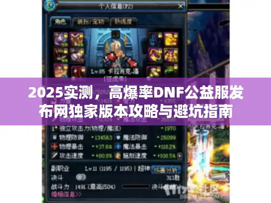 2025实测，高爆率DNF公益服发布网独家版本攻略与避坑指南