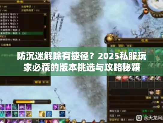 防沉迷解除有捷径？2025私服玩家必藏的版本挑选与攻略秘籍