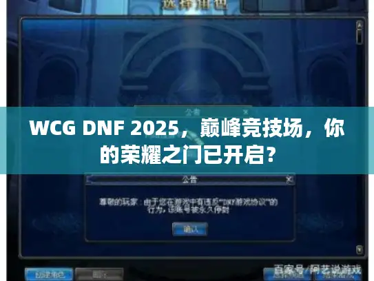WCG DNF 2025,巅峰竞技场,你的荣耀之门已开启? WCG DNF 2025,巅峰竞技场,你的荣耀之门已开启?