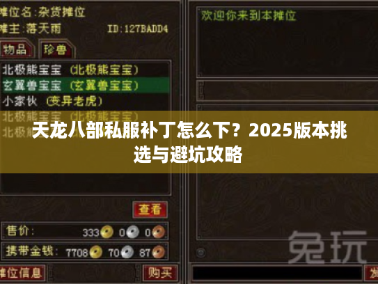 天龙八部私服补丁怎么下？2025版本挑选与避坑攻略
