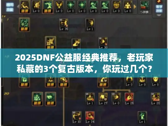 2025DNF公益服经典推荐，老玩家私藏的3个复古版本，你玩过几个？