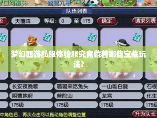 梦幻西游私服体验服究竟藏着哪些宝藏玩法?