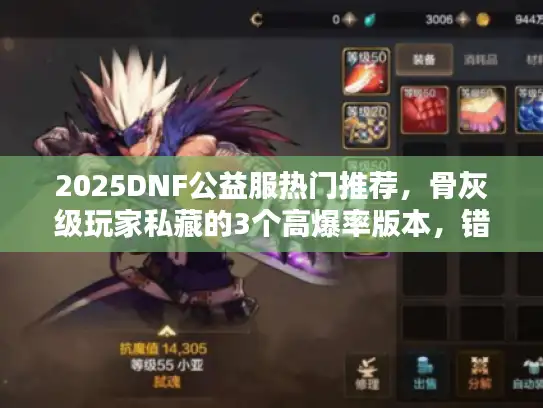 2025DNF公益服热门推荐，骨灰级玩家私藏的3个高爆率版本，错过等一年？