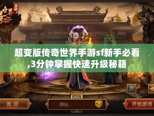 超变版传奇世界手游sf新手必看,3分钟掌握快速升级秘籍