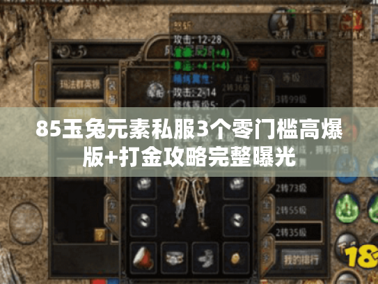 85玉兔元素私服3个零门槛高爆版+打金攻略完整曝光 85玉兔元素私服3个零门槛高爆版+打金攻略完整曝光