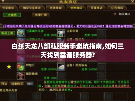 白纸天龙八部私服新手避坑指南,如何三天找到靠谱服务器?