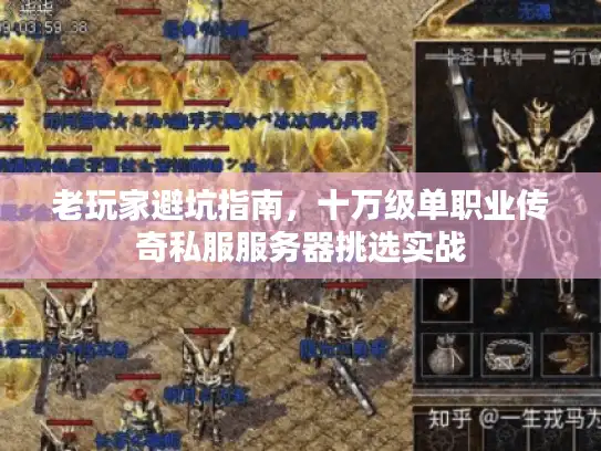老玩家避坑指南，十万级单职业传奇私服服务器挑选实战