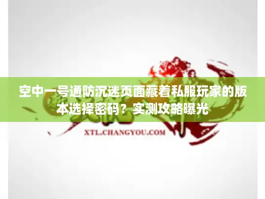 空中一号通防沉迷页面藏着私服玩家的版本选择密码？实测攻略曝光