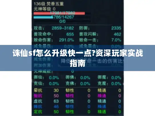诛仙sf怎么升级快一点?资深玩家实战指南