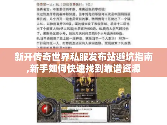 新开传奇世界私服发布站避坑指南,新手如何快速找到靠谱资源