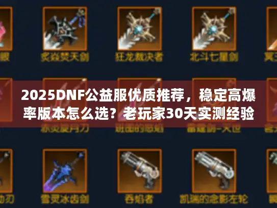 2025DNF公益服优质推荐，稳定高爆率版本怎么选？老玩家30天实测经验分享