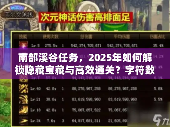 南部溪谷任务，2025年如何解锁隐藏宝藏与高效通关？字符数，45）