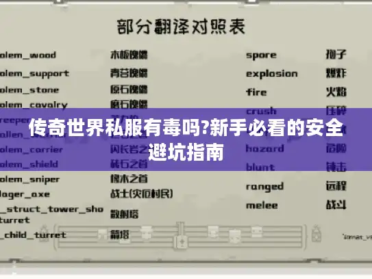 传奇世界私服有毒吗?新手必看的安全避坑指南