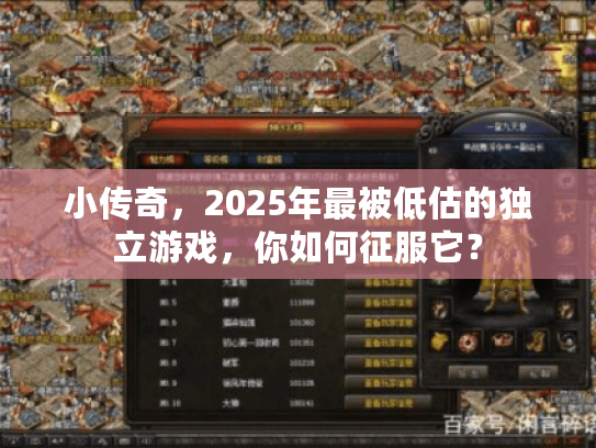 小传奇,2025年最被低估的独立游戏,你如何征服它? 小传奇,2025年最被低估的独立游戏,你如何征服它?
