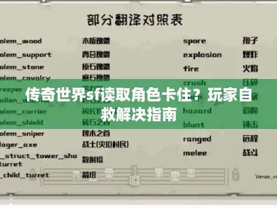 传奇世界sf读取角色卡住?玩家自救解决指南 传奇世界sf读取角色卡住?玩家自救解决指南