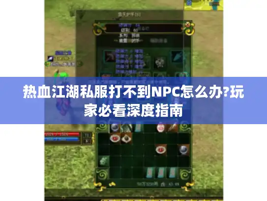 热血江湖私服打不到NPC怎么办?玩家必看深度指南